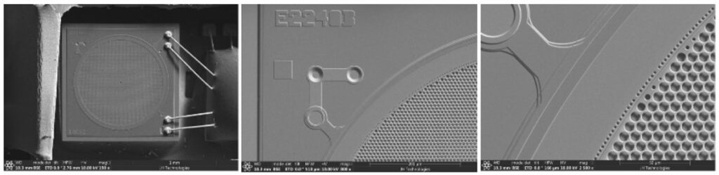 MEMS Device analysis: top-down view of the backplate perimeter and contacts