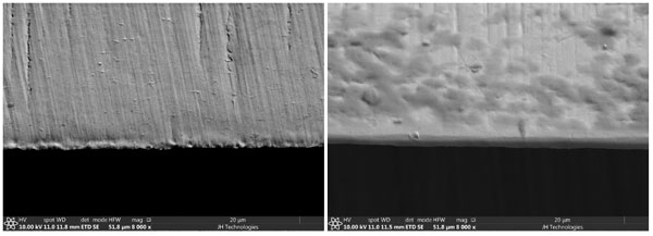 razor blade materials analysis - SEM imaging at 8000x